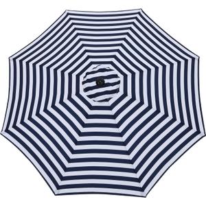MASTERCANOPY Patio Umbrella 9 ft Replacement Canopy for 8 Ribs-Navy Blue&White Canopy Only