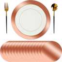 Tioncy 50 Pcs Rose Gold Round Paper Placemats Decorative Disposable Placemats Table Mats for Dining Wedding Table Decoration Home Banquet New Years Festive Party Birthday Holiday