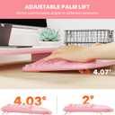 MEETION Ergonomic Keyboard and Mouse Combo, 2.4G Cordless Split Keyboard with Cushioned Palm Rest, Vertical Wireless Mouse, Natural Typing Full Size Keyboard, for Windows/Mac Pink