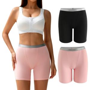 Womens Boxer Briefs Panties, Cotton Comfortable Boy Shorts Underwear, Anti Chafing Soft Panty, 2 Pack (L)