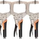 3-Pack 11 Inch Metal Face Clamps for Welding& Woodworking,Adjustable Heavy Duty Locking Pliers C Clamps