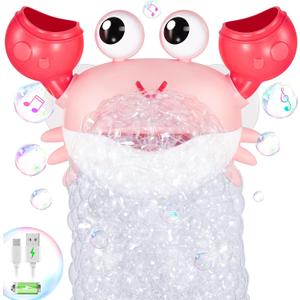 Gigilli Crab Baby Girl Bath Toys, Rechargeable Bath Bubble Machine for Toddler Bathtub Bubble Maker with Music Control for Kids Ages 1-3, 6-12-18 Months Valentines Birthday 1 2 3 Gift