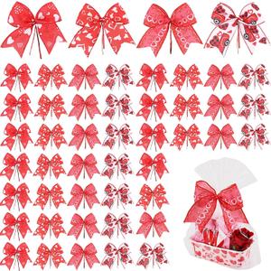 48 Pcs 6 Inch Bows for Wreath Love Heart Bows Bulk Red and Pink Gift for Wrapping Holiday Basket Ornaments Party Decor(Classic Style)