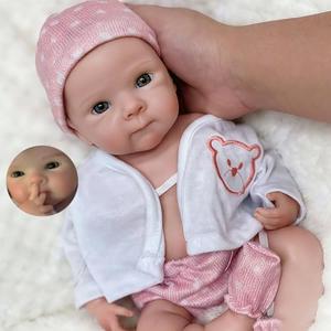 Aniiyy 13 Inch Can Open Mouth Full Body Silicone Baby Dolls, Lifelike Silicone Reborn Baby Doll, Anatomically Correct Baby Girl Dolls