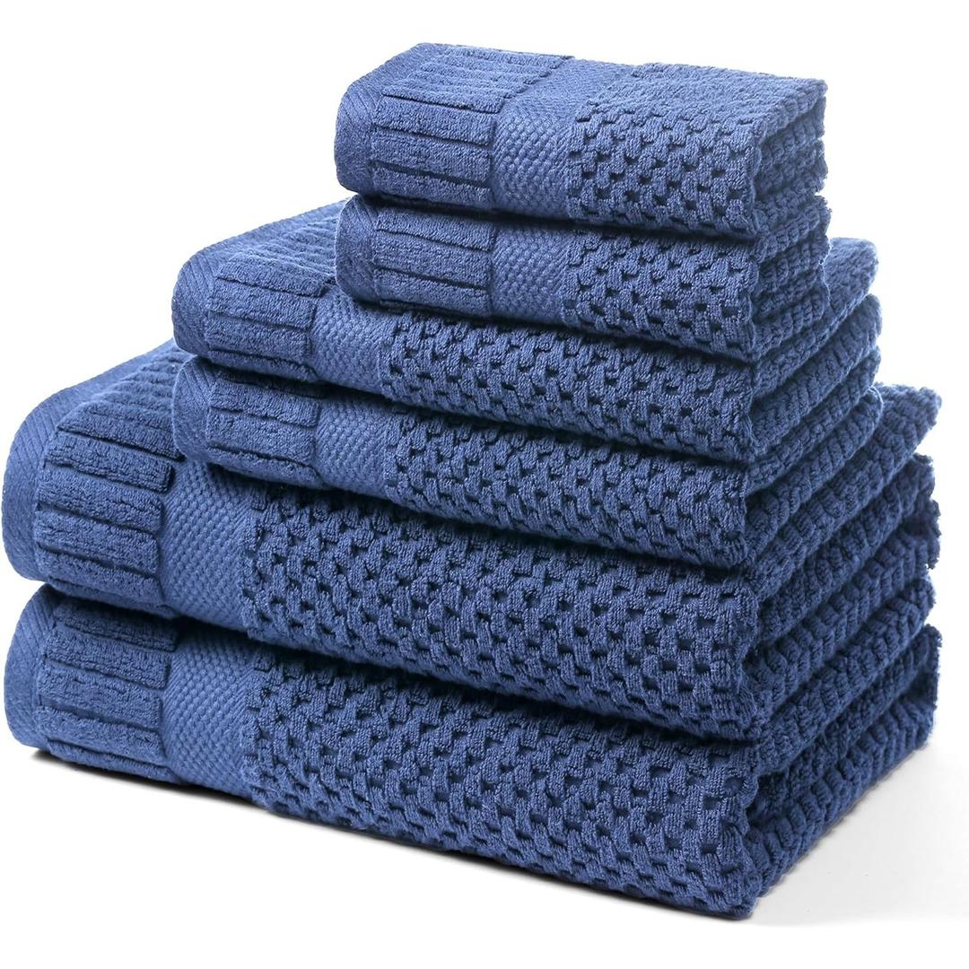 100% Cotton Bath Towels for Bathroom,Highly Absorbent Bath Towels Set Quick Dry,Luxury Soft Towels for Hotel (6, Electric Blue)