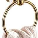 WINCASE Crystal Towel Ring, Gold Towel Holders for Bathrooms, Round Hand Towel Rack Wall Mounted Decorative