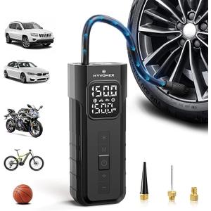 Tire Inflator Portable Air Compressor, 1 Min Fast Inflation Cordless Bike Pump with Digital Pressure Gauge LED Light, 150 PSI Electric Air Pump for Car Tires, Bicycle, Motorcycle, Ball (Black)