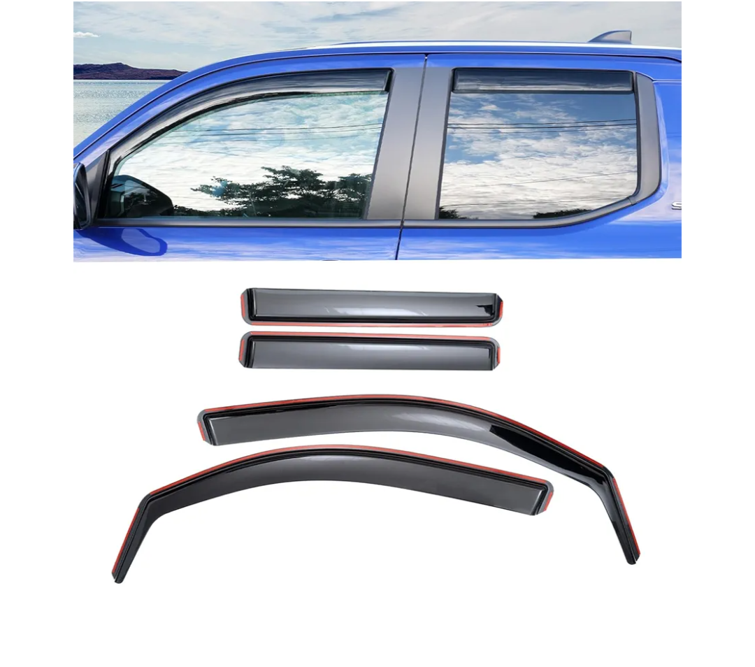 Visor Rain Guards Compatible with 2024 2025 Toyota Tacoma Front and Rear In-Channel Window Visors Wind Deflectors Weather Shield Tacoma 5 Seats Double Cab 4PCS Accessories (Not for 24+ TRD OR)