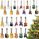 Civaner 36 Pcs Christmas Guitar Ornaments Wooden Guitar Xmas Musical Ornaments Mini Instrument Crafts for Holiday Christmas Tree Decoration