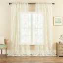 Lace Sheer Curtains 90 Inches Long 2 Panels Victorian Cream Floral Curtains for Dining Room Bedroom Rod Pocket Light Filtering Shabby Chic Curtains for Window Drapes Living Room Decor, 52x90, Ivory