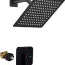 Black Shower Faucet GGStudy Single Function Shower Trim Kit with Rough-in Valve Shower Set Bath Rainfall Shower Faucet System 8inch Square Stainless Steel Metal Shower Head