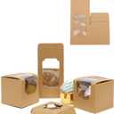 Bakepacker Auto-pop up Cupcake Boxes 30-Packs Individual Cupcake Container Brown 3.5" x 3.5" x 3.5" Single Cupcake Boxes