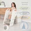Harwaya Foldable Toddler Step Stool for Bathroom Sink, Adjustable Kids 3 or 2 Step Stool for Toddlers Bathroom Toilet Potty, Plastic Baby Girl Child Stepping Stool with Handle Rail for Kitchen Counter (White & Grey)