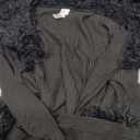 SOLY HUX Long Cardigan for Women Fuzzy Trim Open Front Tie Long Sleeve Y2k Cardigans (Medium, Pure Black)