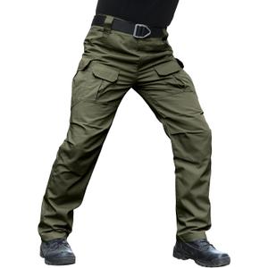 Men's Stretch Tactical Pants Water Resistant Ripstop Cargo Pants Outdoor Lightweight EDC Work Hiking Pants (32W x 32L, Army Green)