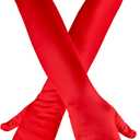 Long Red Satin Opera Gloves For Women