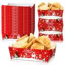 Cunhill 60 Pack Christmas Paper Trays Christmas Movie Night Snack Trays Disposable Party Plates Food Serving Boats for Cookie Snack Movie Night Party Supplies