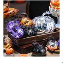Lenwen 12 Pcs Artificial Disco Pumpkin Glitter Mirror Pumpkin for Decorating Fall Farmhouse Hanging Ornament Harvest Decor for Halloween Thanksgiving Table Centerpiece(Orange, Sliver, Black, Purple)
