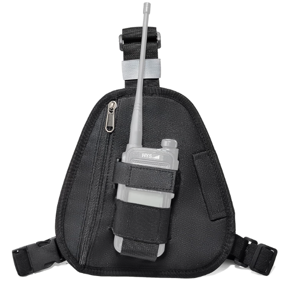 Universal Radio Chest Pack, Walkie-Talkie Nylon Holder, Holster Case Pouch Front Pack Accessories for Baofeng UV5R Kenwood Yaesu Motorola Cobra Retevis Two Way Radio (Black Large, Large
