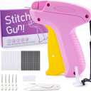 Stitch Gun for Clothes, Stitchy Quick Clothing Fixer, Micro Tagging Gun for Clothing, Mini Sticky Sewing Gun, Stichy Fix Gun, Includes 6 Needles, 1 Scissors, 2000 Black & 2000 White Fasteners (Pink Yellow)
