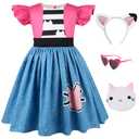 keaiyouhuo Kids Princess Cat Costume Girls Ruffle Sleeve Casual Dresses with Headband Halloween Christmas Birthday Dress up, 120