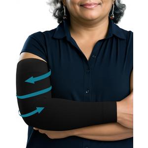 KEMFORD Compression Lymphedema Arm Sleeves for Women 15-20 mmHg, Silicone Grip, 1 Pair, Black, XL Medical Full Arm Support for Swelling, Circulation & Edema (Black, XL)