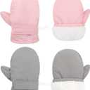 Sarfel 2 Pairs Toddler Gloves Waterproof Toddler Winter Mittens for Kids Snow Gloves Warm Baby Winter Mittens for Boys Girls (6 Months-24 Months, Pink & Grey)