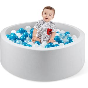 Foam Ball Pit for Toddlers, 35.4"x 11.8" Soft Round Ball Pit for Baby Children, Child Playpen Ball Pool, Easy to Clean or Install, Ideal Gift for Kids (Balls NOT Included) - Light Grey