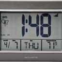 AcuRite Atomic Alarm Clock with Date, Day of Week and Temperature, Grey (0.5, Gray)
