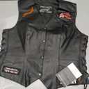 ELL4900 Womens 'Love to Ride' Black Leather Motorcycle Patched Embroidered Vests with Side Laces (Medium)