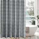 Biscaynebay Textured Fabric Shower Curtains 72" X 72", Black & White Printed Checkered Linen Modern Farmhouse Boho Hotel Quality Cloth Bathroom Curtains Machine Washable
