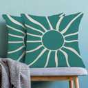 BETGINY Summer Outdoor Pillow Covers 16x16 Inch 2 Pcs,Mustard Yellow Sunshine Boho Decorative Throw Pillows,Sun Rainbow Abstract Farmhouse Decor Pillowcase Linen Cushion Cover for Home Couch Sofa