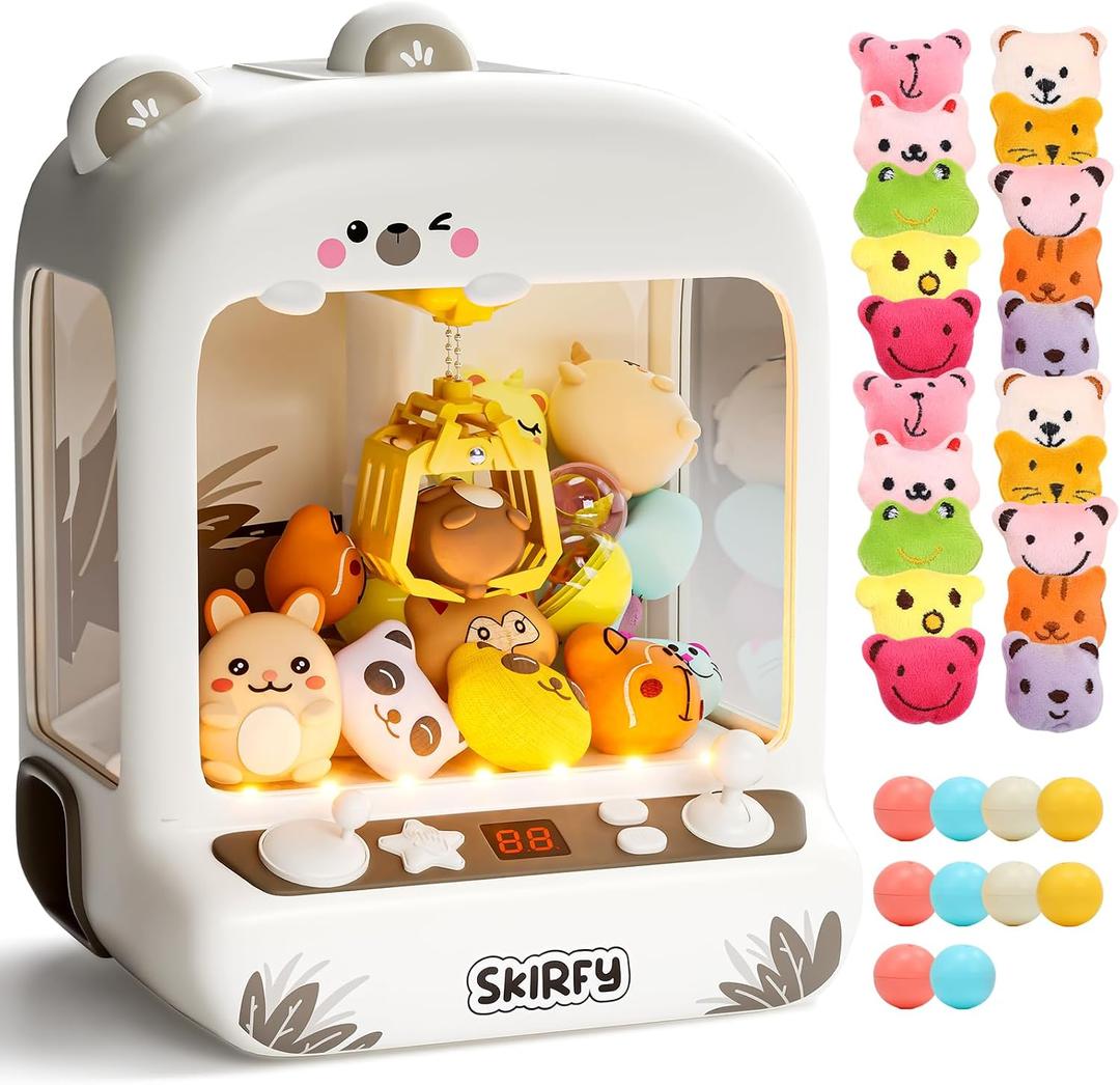 Skirfy Mini Claws Machines for Kids,Vending Machines Toys for Boys Girls 6 7 8 9 Year Old,Arcades Games Toys Bear with LED Light & Adjustable Sound,Birthday Party for 6-12 Year Old Boys Girls