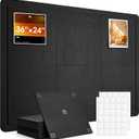 Bulletin Board, 36 x 24 inches Cork Board Alternative, 6 Pack 12"X12"X0.4" Felt Pin Boards for Walls Home Office Decor, Classroom with 30 Adhesive Tabs Black