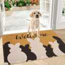 Utaly Easter-Door Mat Dirt Trapping Bunny-Outdoor Welcome Mats Non-Slip Outdoor Indoor-Entrance Low Profile Spring-Front Doormat for Home Decor 30" x 17"