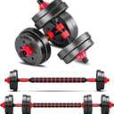 Adjustable-Dumbbells-Sets,Free Weights-Dumbbells Set of 2 Convertible To Barbell A Pair of Lightweight for Home Gym,Women and Men Equipment (red 20lbs (10lbs*2))