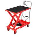 Hydraulic Lift Table Cart, 1100 LB Capacity, 10-32 in Lifting Height, Single Scissor Platform Lift Cart with Wheels, Heavy Duty Lifting Table for Warehouse Garage, Red