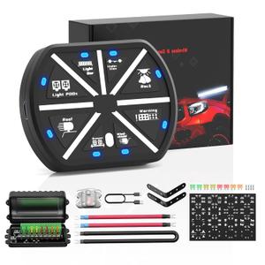 Joinfworld 8 Gang Switch Panel Universal Circuit Control Relay System Box Automotive Rechargeable Remote Wireless Control Panel with On-Off Blue LED for Car Truck Boat UTV SUV RV