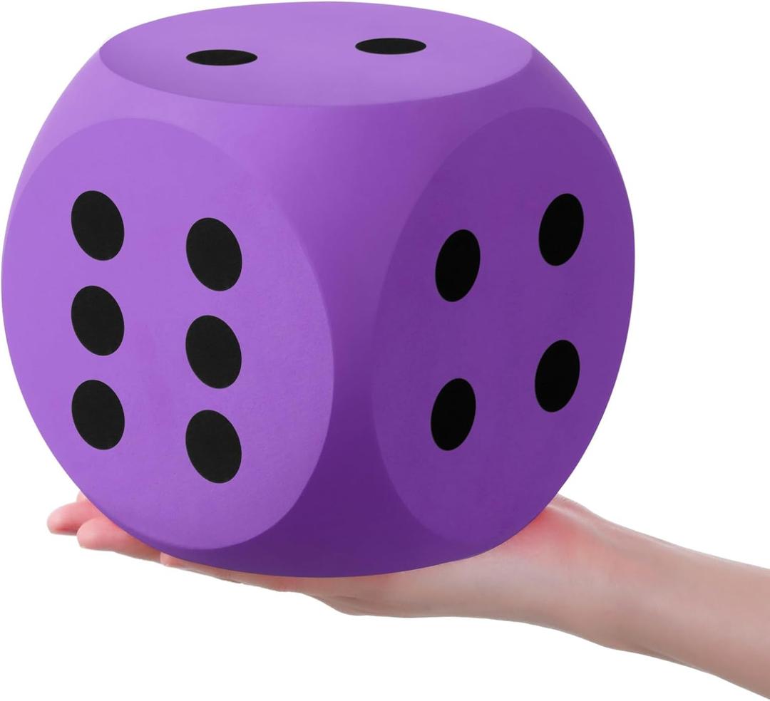 Shappy 6 Inches Foam Dice Fun Filled Large Educational Toy Kawaii Giant Dice Decorative Eva Foam Jumbo Cube Big Square Building Blocks for Game Nights Learning Sessions(Purple,1 Pc)