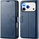 TUCCH Case Wallet for iPhone 17 Pro (6.3") 2025, Stand, RFID Blocking, 4 Card Holder, TPU Shockproof Inner Shell, PU Leather, Magnetic Closure Folio Protective Cover, Dark Blue