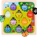 Wooden Counting Ladybugs Montessori Counting Toys for Toddlers Learning Education Toy Ladybugs Puzzle Numbers Matching Preschool Math Board Games Develop Fine Motor Skills for 3 4 5 Year Old Kids