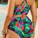 Women's Plus Size Two Piece Swimsuits - High Waisted Bikini Tummy Control Bathing Suits 2025 Twist Knot Swimwear (Black)
