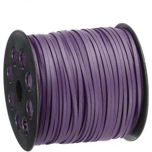 uxcell Leather Cord, 98.42 Yards 2.6mm Flat Suede String Strip for Purse Handbag Shoelace DIY Crafts Bracelet Making, Purple 1 Roll