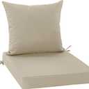 Outdoor Chair Cushions, Waterproof Backrest and Deep Seat Cushion Set for Patio Furniture, Outdoor Sofa Replacement Cushions with Removable Cover, 24 x 24 Inch, Cream, 1 Set