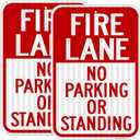 2 Pack- Fire Lane No Parking Or Standing Sign, 18" x 12" Heavy-Duty Aluminum Fire Lane Sign, UV Protected, Reflective, Weather Resistant, Waterproof, Durable Ink, Easy to Mount