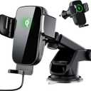 Car Phone Holder Charger, Qi 15W Fast Charging Wireless Car Charger Mount, Auto Clamping Dashboard Air Vent Windshield Accessories for iPhone 16 Pro Max/15/14/13, Samsung Galaxy S24 Ultra/S23