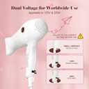 Travel Hair Dryer Mini with Diffuser&Concentrator,110~250V Dual Voltage Hair Dryer Blow Dryer Mini Size for European Travel, Portable Blow Dryers for Women and Men with EU Plug