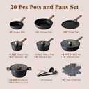 SENSARTE 20Pcs Nonstick Pots and Pans Set, Black Titanium Non Stick Cookware Set, Healthy Kitchen Cooking Set, Induction Compatible, Dishwasher Safe, PFOA/PFOS Free