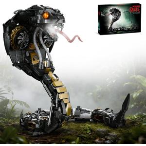 Mechanical Snake Building Block Set 1036PCS Mecha Snake Model Kit with Movable Joints Cyberpunk Animal Art Frame Decor Toy STEM Building Toy for Kids 8+ Adults Collectors Compatible with Lego
