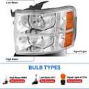 Front Headlight Assembly For 2007-2013 Chevy Silverado 1500 & 2007-2014 Chevy Silverado 2500 3500 Pickup - Replacement Headlamp, Front Bumper Lights